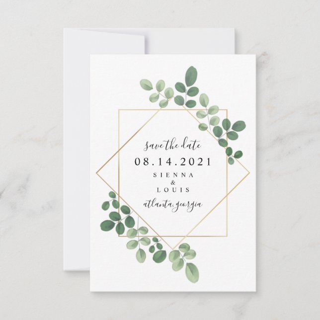 Faire-Part de Mariage Botanique Géométrique Aquare (Devant)