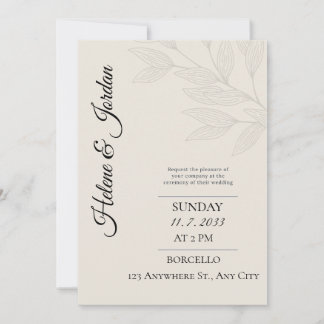 Faire-Part de Mariage Botanique Minimaliste