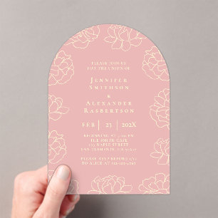Faire-part de mariage botanique minimaliste rose p