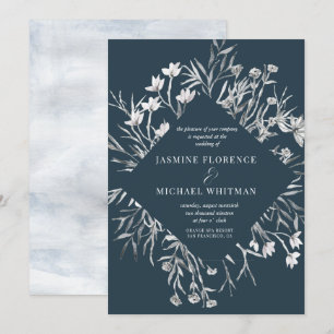 Faire-part de mariage botanique moderne de fleurs 