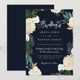 Faire-part de mariage botanique moderne marine