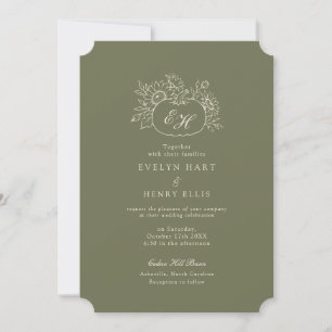 Faire-part de mariage botanique Olive Sage automne
