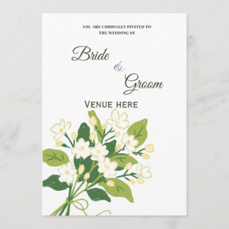 Faire-part de mariage botanique vert et blanc élég