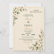 Faire-part de mariage botanique vert sauge