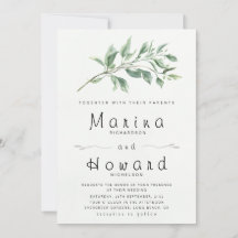 Faire-part de mariage botanique vert sauge modifia