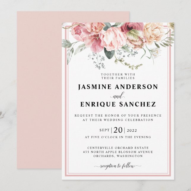 Faire-part de mariage Bouquet de couleur d'aquarel (Devant / Derrière)