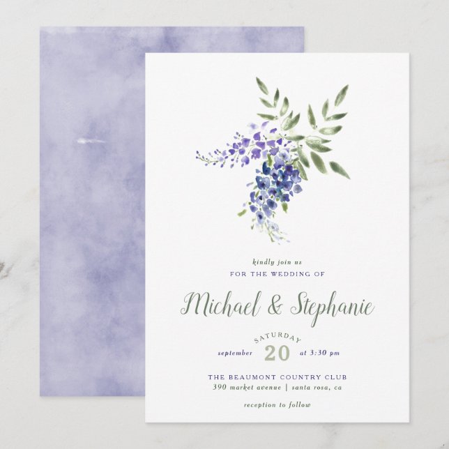 Faire-part de mariage Bouquet de Wisteria (Devant / Derrière)