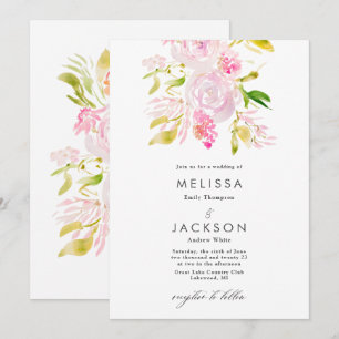 Faire-part de mariage Bouquet Rose aquarelle