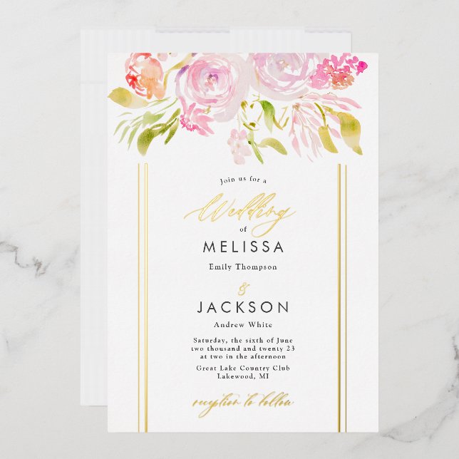 Faire-part de mariage Bouquet Rose aquarelle (Enveloppe)