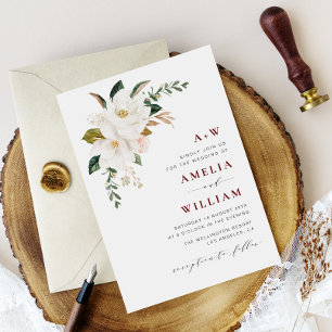 faire-part de mariage bourgogne magnolia moderne