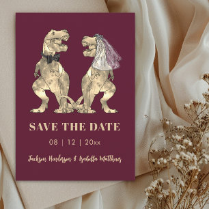 Faire-Part de Mariage Bourgogne Thème Dinosaures à