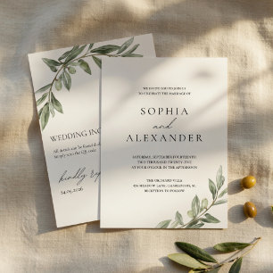 Faire-part de mariage Branche d'olivier avec QR Co
