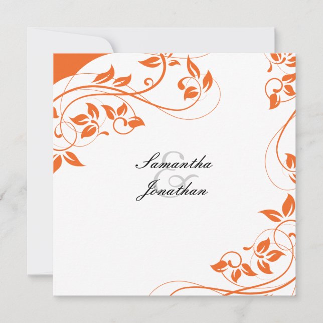 Faire-part de mariage Bright Orange & White Floral (Devant)