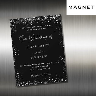 Faire-part de mariage brillant en argent noir