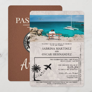 Faire-part de mariage Brown Aruba Passport