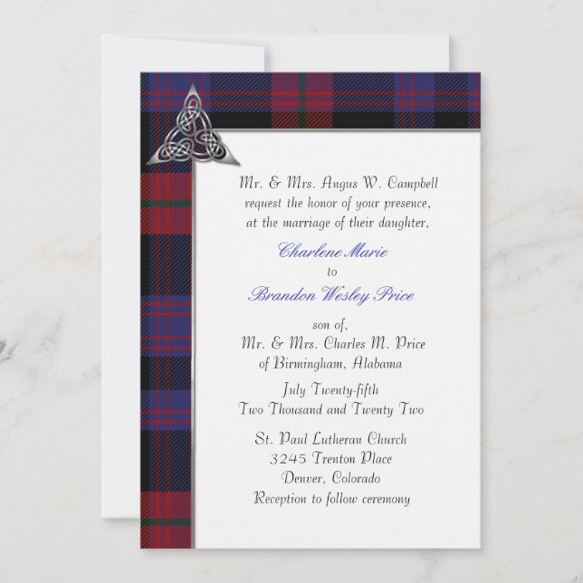 Faire-part de mariage Brown Clan Tartan Plaid (Devant)