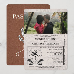 Faire-part de mariage Brown Hawaii Passport