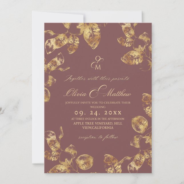 Faire-part de mariage Brown Rose Automne (Devant)