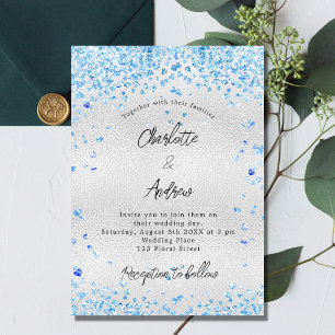 Faire-part de mariage budgétaire Coeurs bleus arge