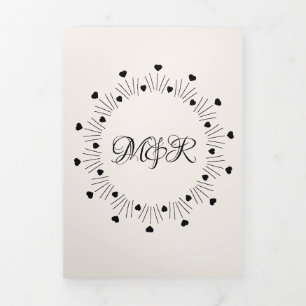 Faire-part de mariage Burgundy Red Beige Cœurs & F