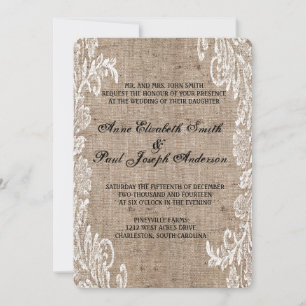 faire-part de mariage burlap dentelle