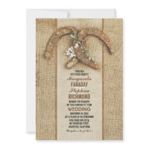 Faire-part de mariage Burlap rustique avec fer à c