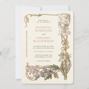 Faire-part de mariage cadre Columbine vintage