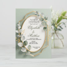 Faire-Part de Mariage Cadre Géométrique Eucalyptus
