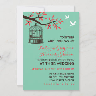 Faire-part de mariage Cage à oiseaux Bleu Turquois