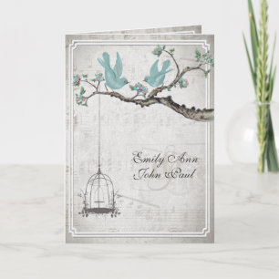 Faire-part de mariage Cage à oiseaux Oiseaux d'amo
