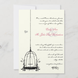 Faire-part de mariage Cage à oiseaux vintage accen