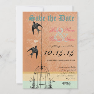 Faire-part de mariage cage à oiseaux vintage capri