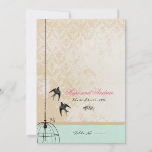 Faire-part de mariage cage à oiseaux vintage fanta