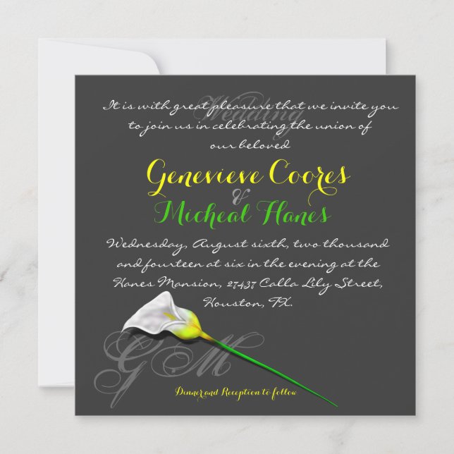 Faire-part de mariage Calla Lily (Vers.3) (Devant)