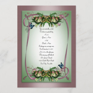 Faire-part de mariage calla lis papillons mauve,