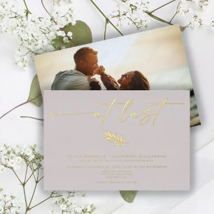 Faire-part de mariage calligraphié photo en feuill
