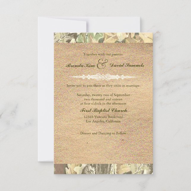 Faire-part de mariage Camo Burlap (Devant)