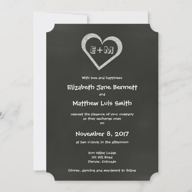 Faire-part de mariage cardiaque bilingue en tablea (Devant)