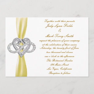 Faire-part de mariage cardiaque d'infinité jaune