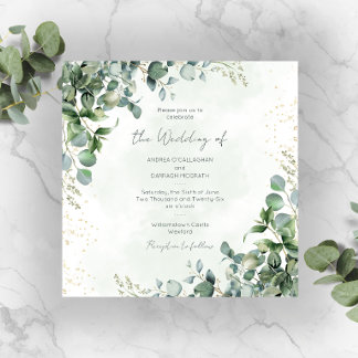 Faire-part de Mariage Carré à Feuillage d'Eucalypt