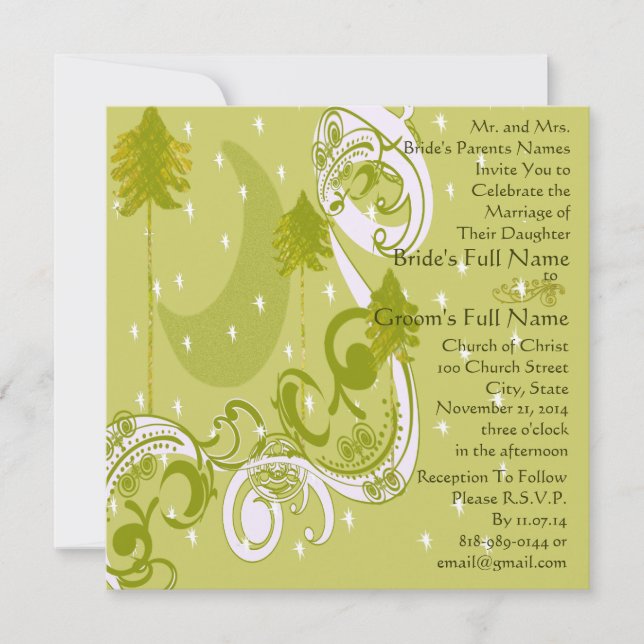 Faire-part de mariage Carré Festive Swirl Moon Tre (Devant)