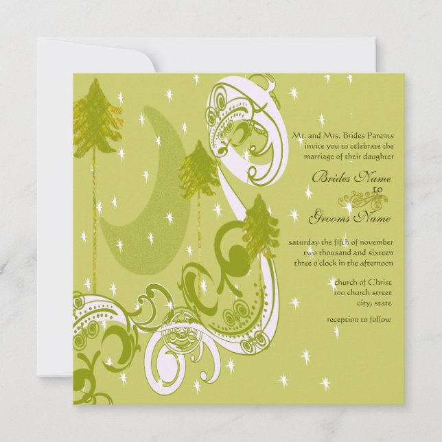 Faire-part de mariage Carré Festive Swirl Moon Tre (Devant)