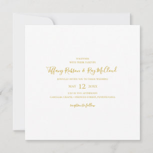Faire-part de mariage Carré or simple et élégant