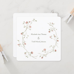 Faire-part de mariage Carré Sage & Blush Watercolo