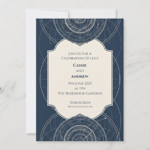 Faire-part de mariage carte céleste Navy