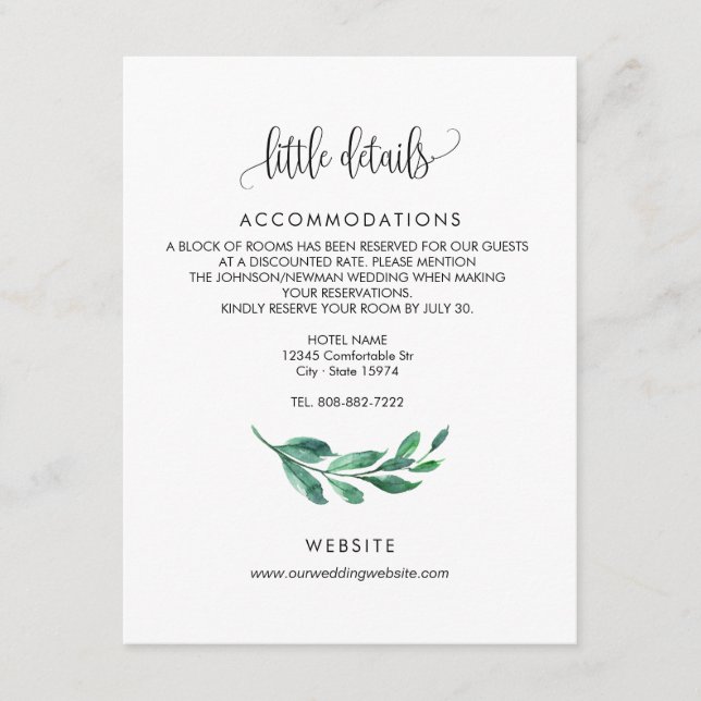 Faire-part de mariage - carte de détails jointe (Devant)