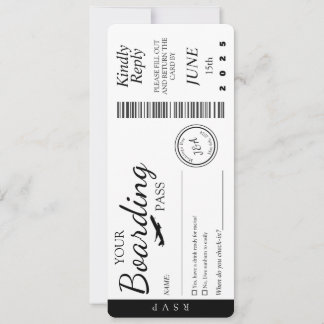 Faire-part de mariage- Carte d'embarquement RSVP