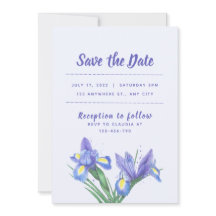 Faire-part de mariage Carte Fleurs pourpres Iris