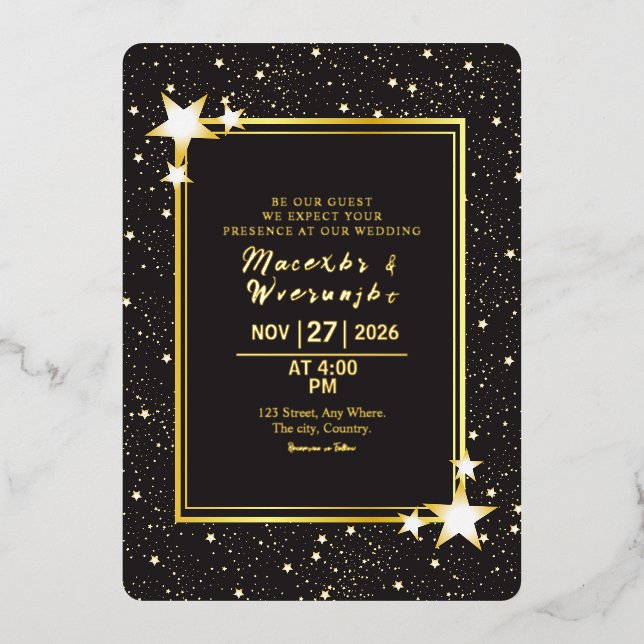 Faire-part de mariage Carte Gold Luxury Gold Foil (Recto)