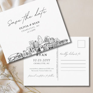 Faire part de mariage carte postale Charlotte